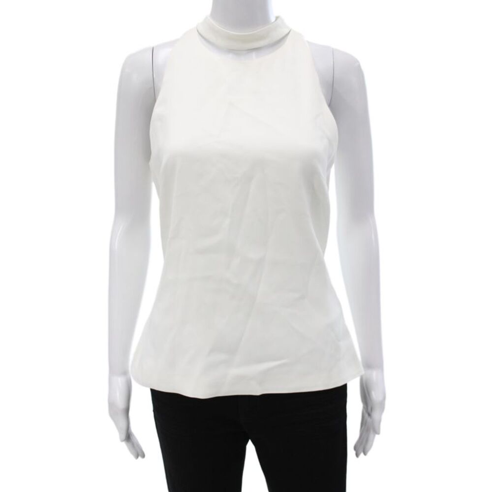 Cushnie Et Ochs Womens Basic Halter Tank White Zip Viscose Sleeveless Size 6